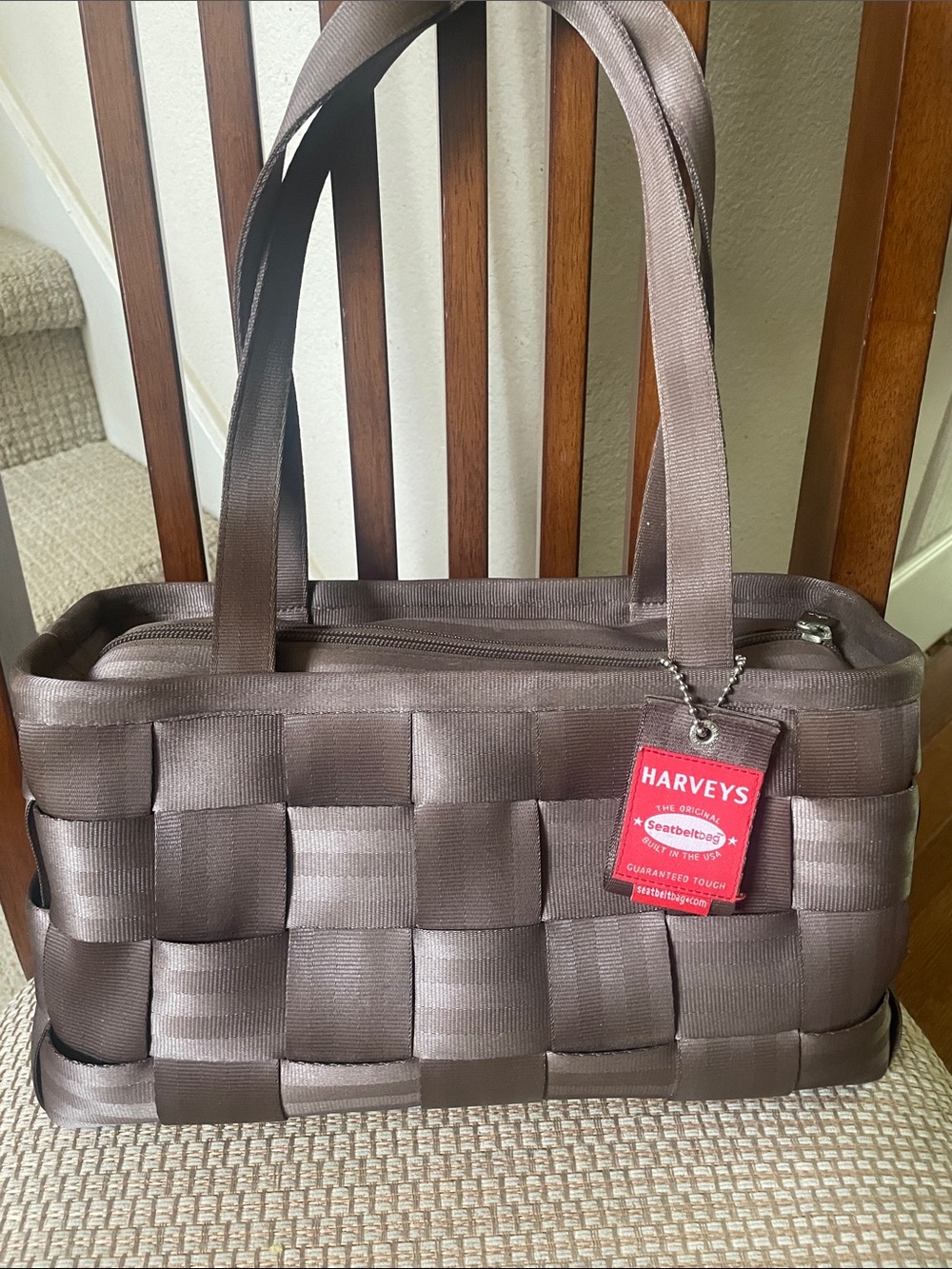 Harveys Espresso Woven Large Satchel Tote